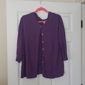 XL purple cardigan 3/4 sleeves button maternity